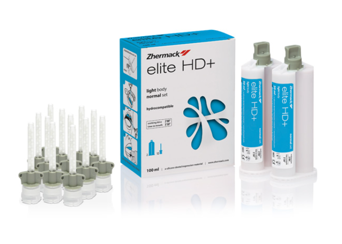 ZHERMACK Elite HD+ Light Body VPS impression material packaging for dental use
