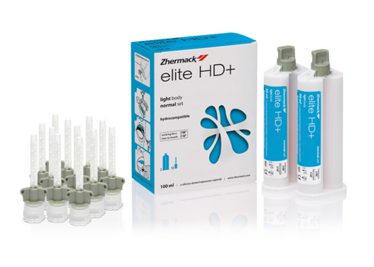 ZHERMACK Elite HD+ Light Body VPS impression material packaging for dental use