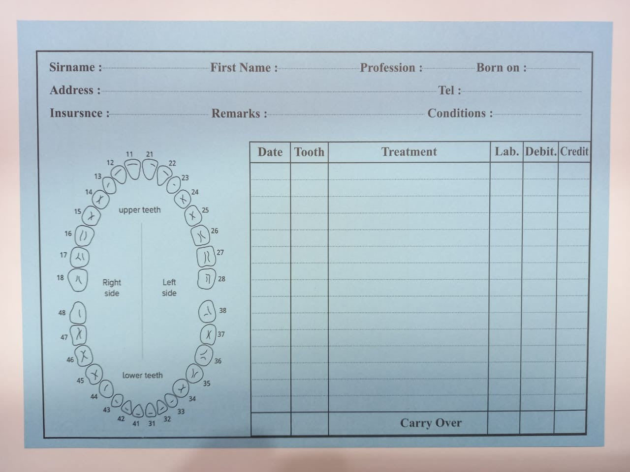 Dental Patient File 50pcs
