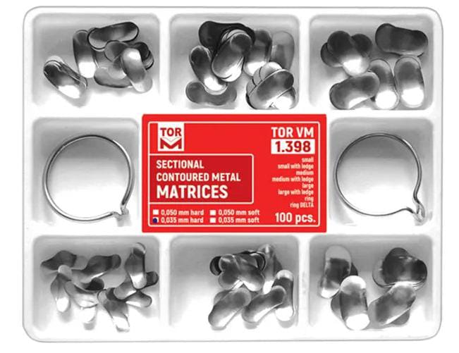 TOR VM sectional contoured metal matrices universal kit 100 pieces for Class II restorations