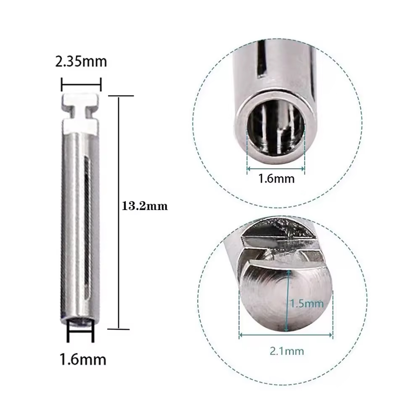 Dental bur adapter converter for using high-speed FG burs in low-speed RA handpieces.