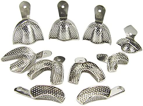 heavy metal dental impression tray upper lower partial complete stainless steel