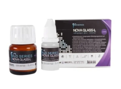 Nova glass ionomer cement restorative kit with powder bottle liquid dropper and mixing accessories