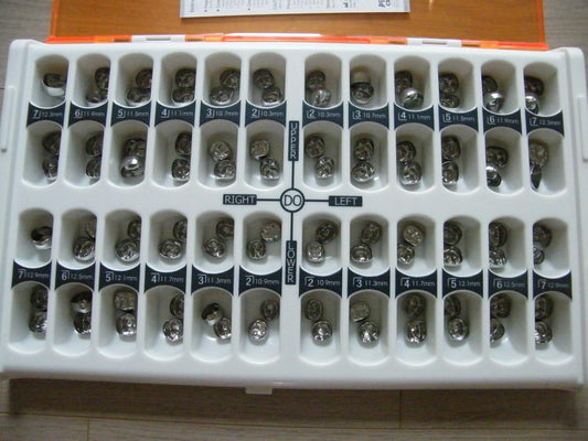 Preformed permanent molar crown made in Korea for full coronal restoration of permanent molar teeth in restorative dentistry.