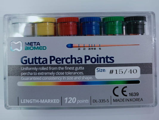 MetaBiomed Gutta Percha Points .02 Taper Assorted Sizes (60 Points)