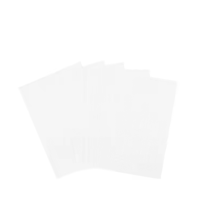 Pack of waterproof colored dental bibs and piercing clean pads with plastic backing.