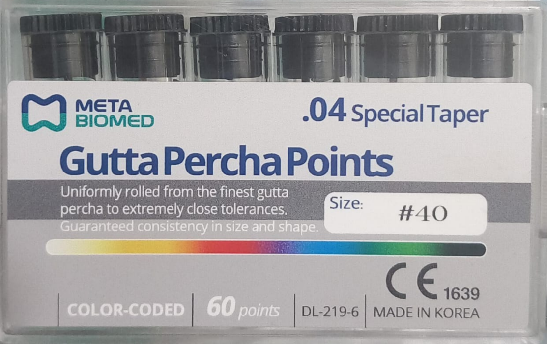 Meta Biomed gutta percha points special taper .04 and .06 assorted sizes for root canal obturation