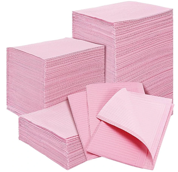 Disposable dental napkin bibs for patient protection during dental procedures