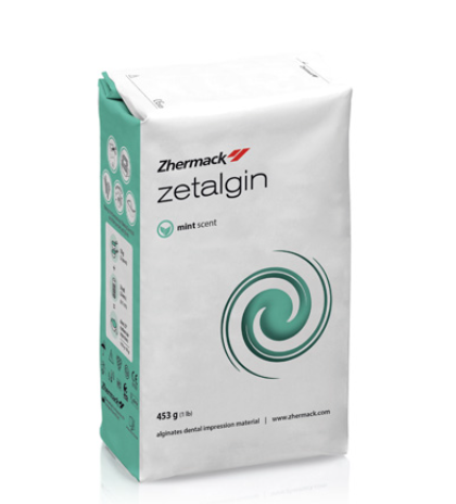 Zetalgin alginate impression material packaging for preliminary dental impressions