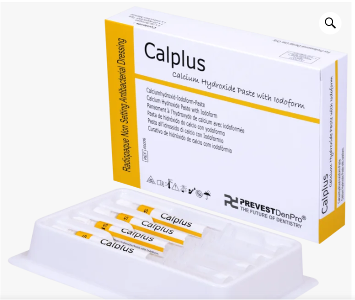 Calplus temporary filling material calcium hydroxide paste with iodoform packaging for dental use