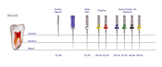 Plex V rotary endodontic file 35/04 for root canal shaping