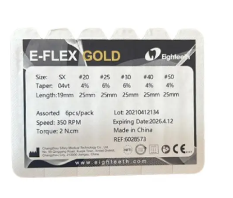 Eighteeth E-FLEX Blue rotary endodontic file 40/04 pack of 6 pieces