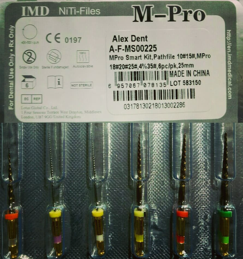 M-PRO rotary endodontic nickel titanium files for mechanical root canal preparation