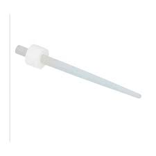 White plastic cap with a threaded fitting on a white background