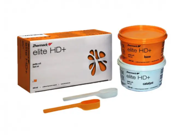 ZHERMACK Elite HD+ Putty VPS impression material base and catalyst set for dental use