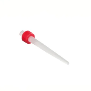 Red and white dropper bottle on a white background