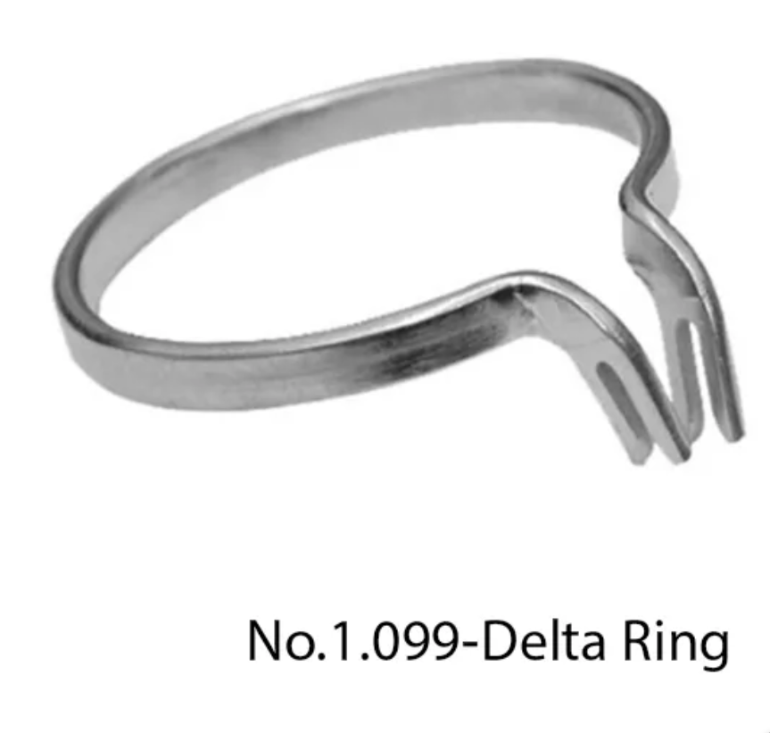 Metallic Delta Ring with model number 1.099 on a white background