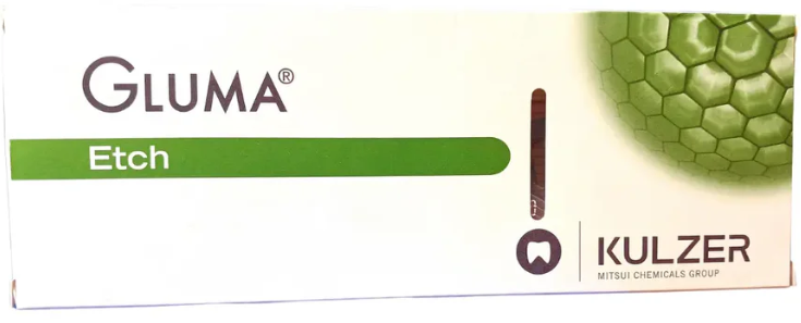 GLUMA Etch 2.5 phosphoric acid etching gel syringe with applicator tips for dental bonding procedures