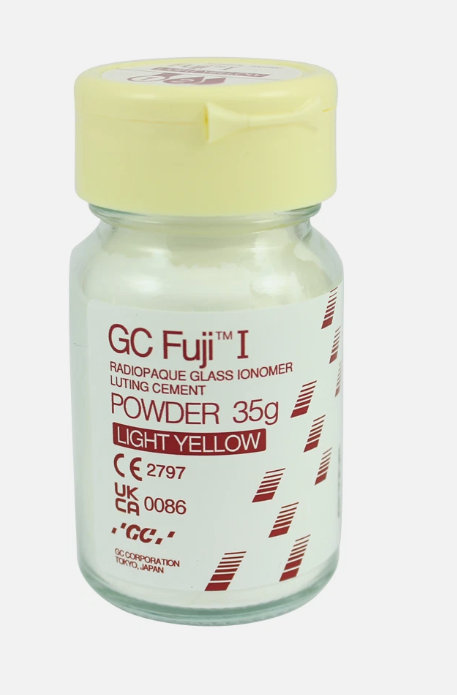 GC Fuji I glass ionomer luting cement powder and liquid set with applicator for permanent dental cementation