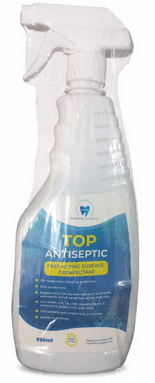 Top Antiseptic fast-acting surface disinfectant spray for dental clinic operatory hygiene.