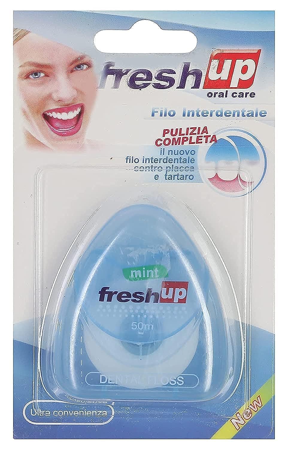 Mint dental floss used for interdental plaque removal and daily oral hygiene