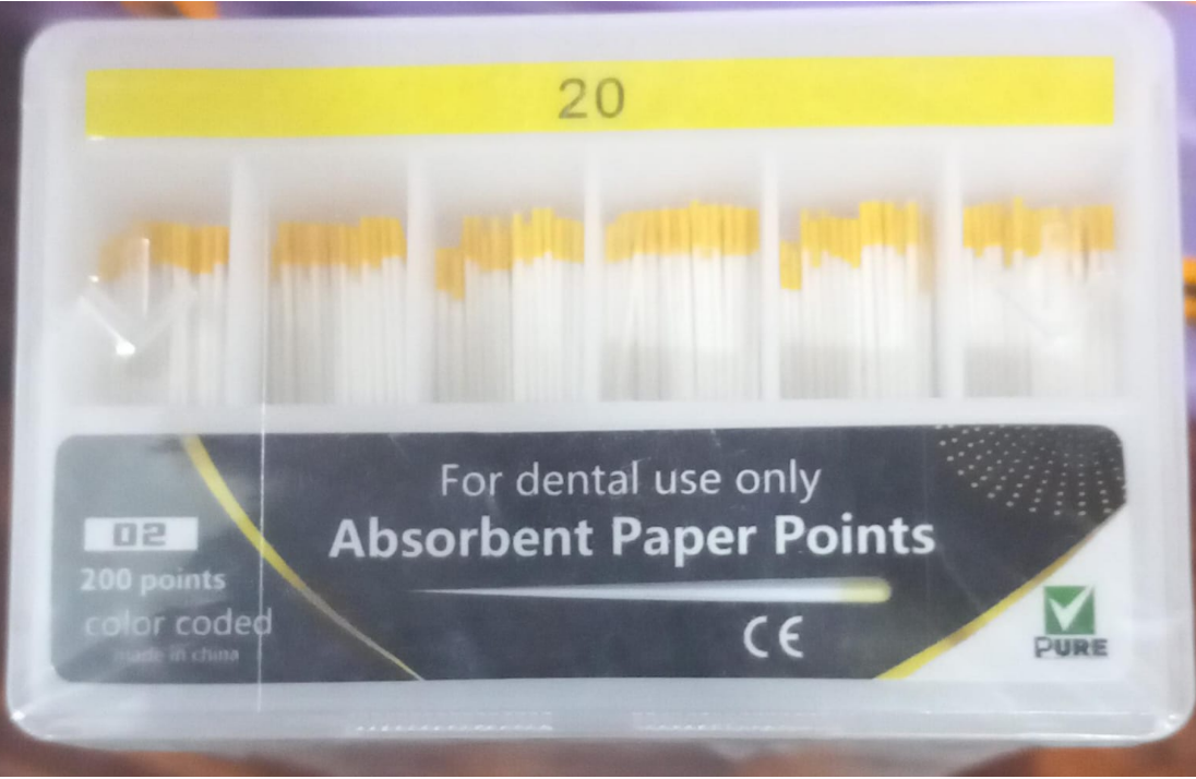 Pure absorbent paper points .02 taper assorted ISO sizes box of 200 points for root canal drying