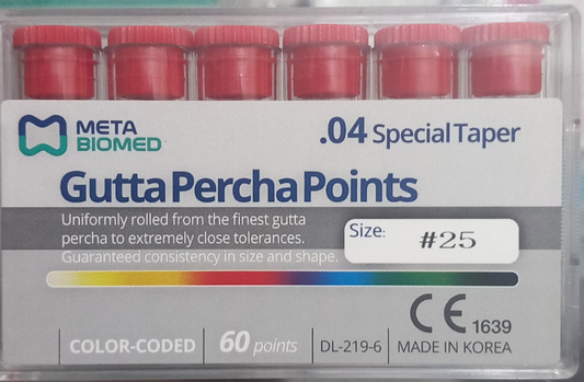 Meta Biomed gutta percha points special taper .04 and .06 assorted sizes for root canal obturation