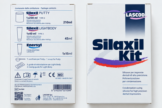Lascod Silaxil Small Kit dental silicone material packaging for professional use