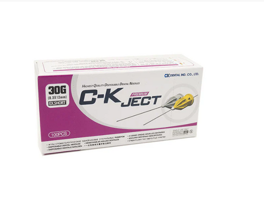 C-K Ject sterile dental injection needles available in multiple gauges and lengths for local anesthesia.