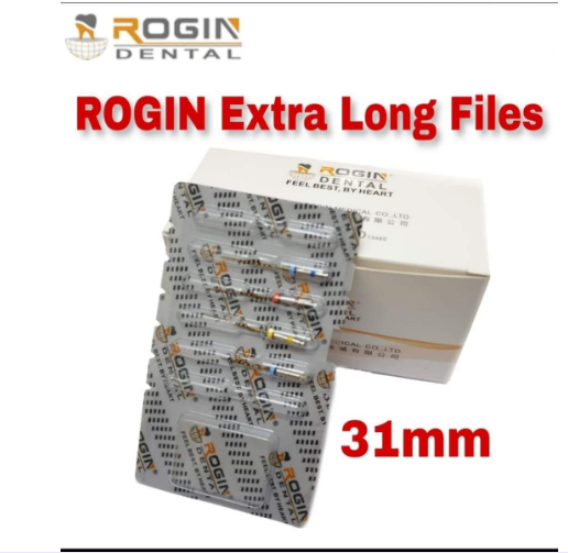 ROGIN rotary endodontic nickel titanium files pack of six for mechanical root canal shaping