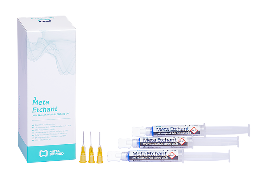 Meta Biomed Etchant 37% phosphoric acid etching gel syringes with disposable tips for dental bonding