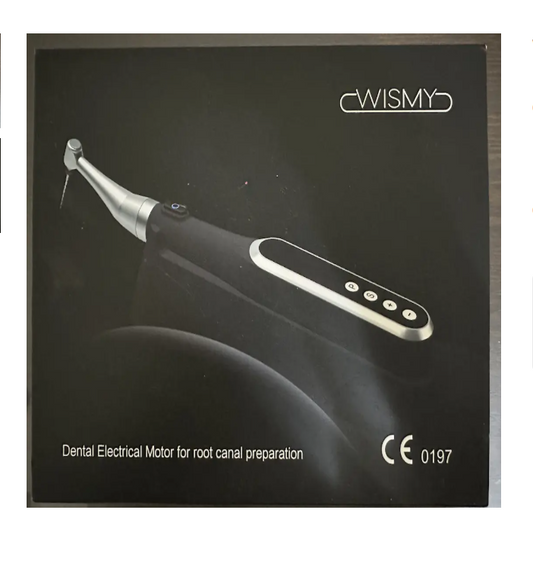 Dental electrical motor for root canal preparation with 'WISMY' branding on a dark background