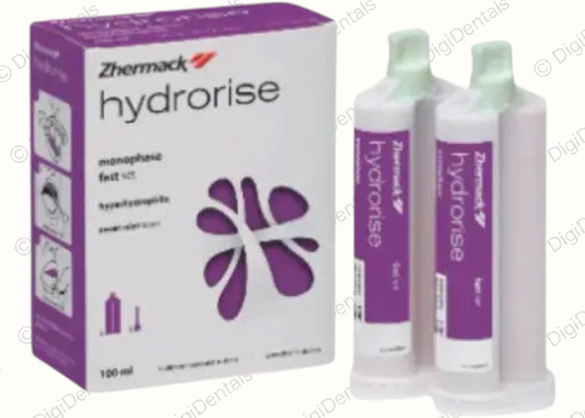 Zhermack Hydrorise Monophase silicone dental impression material, 2 × 50 ml cartridges