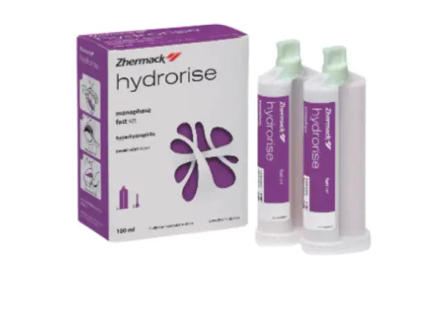 Zhermack Hydrorise Monophase silicone dental impression material, 2 × 50 ml cartridges