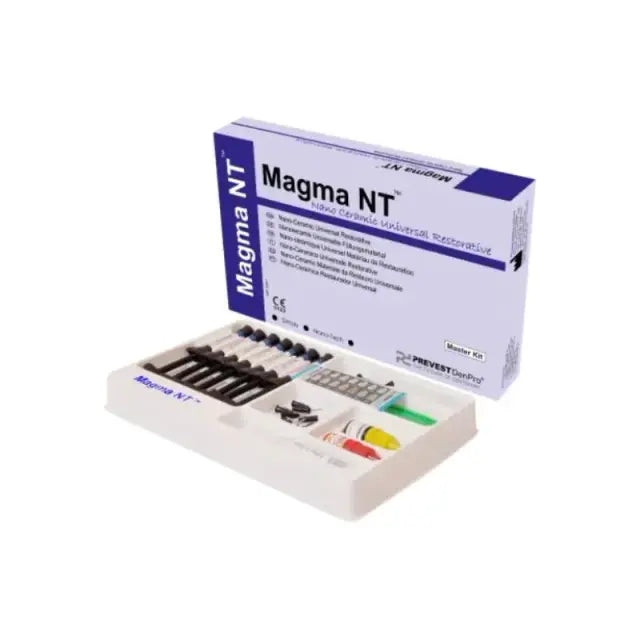 Prevest Magma NT Nano Ceramic Composite Master Kit with A1, A2, A3 and B2 shades, bonding agent, flowable composite and finishing products