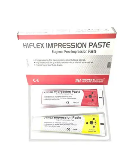 Hiflex zinc oxide non-eugenol impression paste base and catalyst tubes packaging