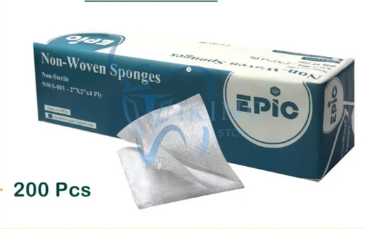 Non-woven gauze sponges 2x2 4 ply non-sterile pack of 200 pieces for dental clinical use