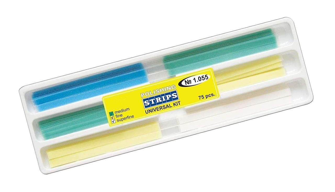 Universal polishing strips kit 75 pieces for interproximal composite finishing and polishing