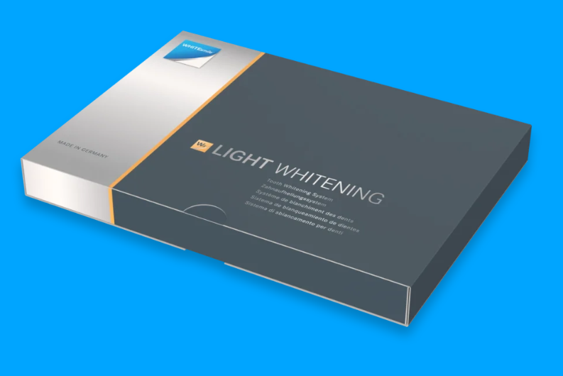 WHITEsmile Light Whitening professional tooth bleaching kit packaging for in-office cosmetic dentistry