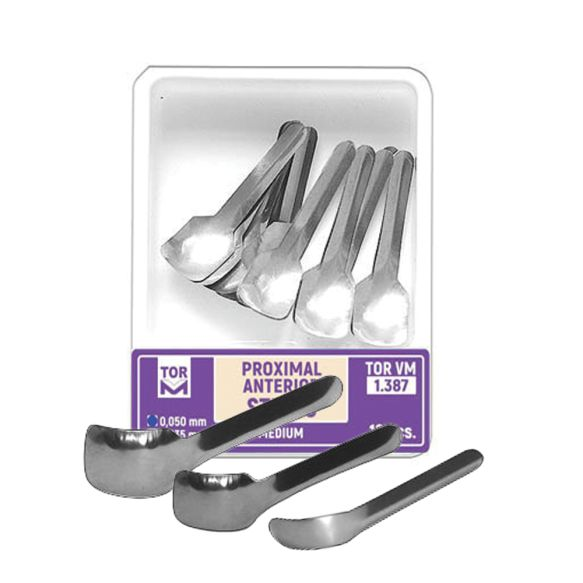 Proximal anterior finishing strips pack of 12 with 5mm 7mm and 9mm widths for composite contouring