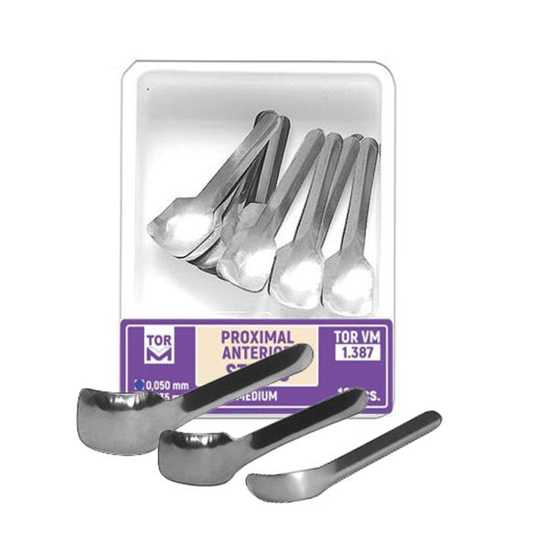 Proximal anterior finishing strips pack of 12 with 5mm 7mm and 9mm widths for composite contouring