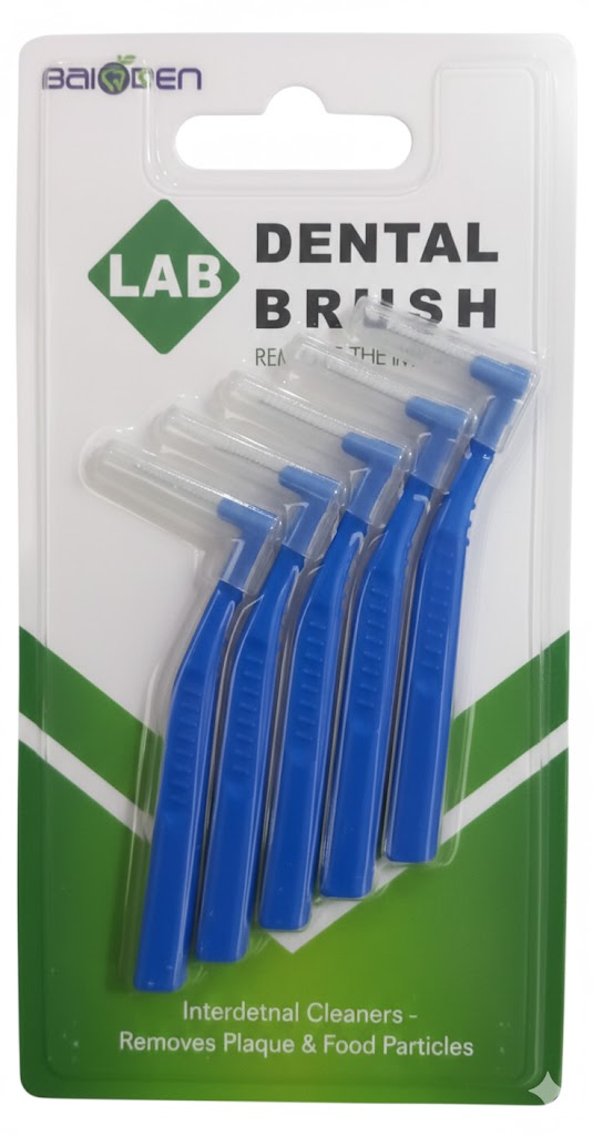 Interdental orthodontic brush set of 5 pieces for cleaning around braces and fixed appliances