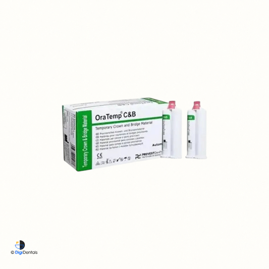 Prevest Oratemp C&B self-curing composite material for temporary crowns and bridges, 67 g cartridge with 16 applicator tips
