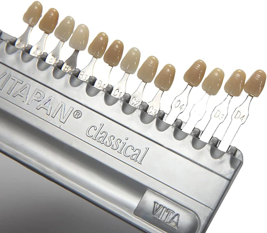Vitapan classical color guide with dental shades on a white background