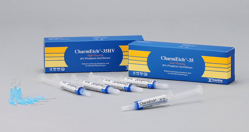 Charm Acid-Etch phosphoric acid etching gel syringe 5 ml with applicator tips for dental bonding
