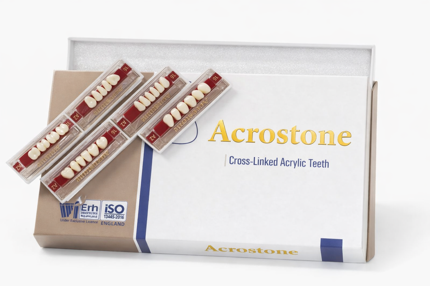 Acrostone cross-linked acrylic teeth sets for professional dental prosthetics.