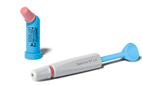 Two dental instruments, one blue and one gray with pink accents, on a white background.