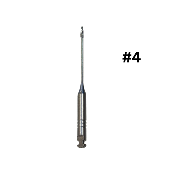 Dental drill bit labeled '#4' on a white background