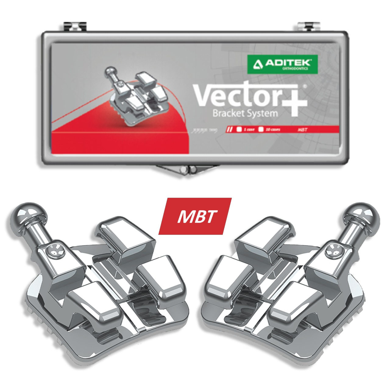 Aditek Vector+ Bracket System packaging with brackets on a white background