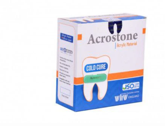 Acrostone Green Cold-Cure Acrylic Powder and Liquid for orthodontic and lab use.